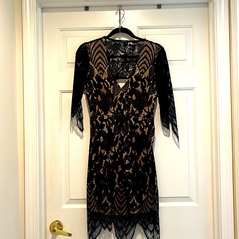 Black lace mini going out dress